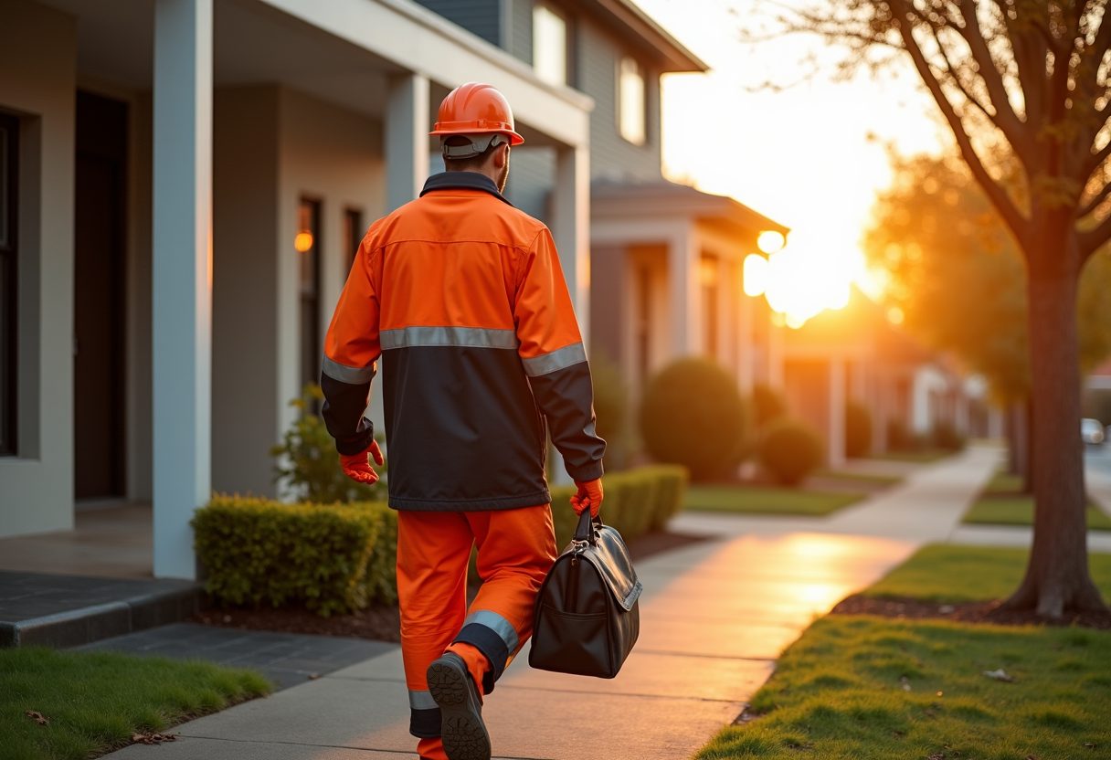 Locksmith arriving at a Sydney home at sunrise — Willoughby